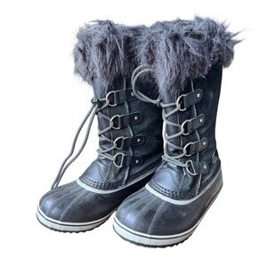 NWOT Sorel Kids Black Snow Boots with Fur Trim